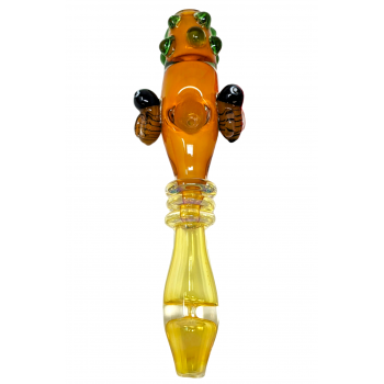 6.5" Silver & Gold Fumed Honeybee Landing Dual Pinch Steamroller Hand Pipe - [STJ81]